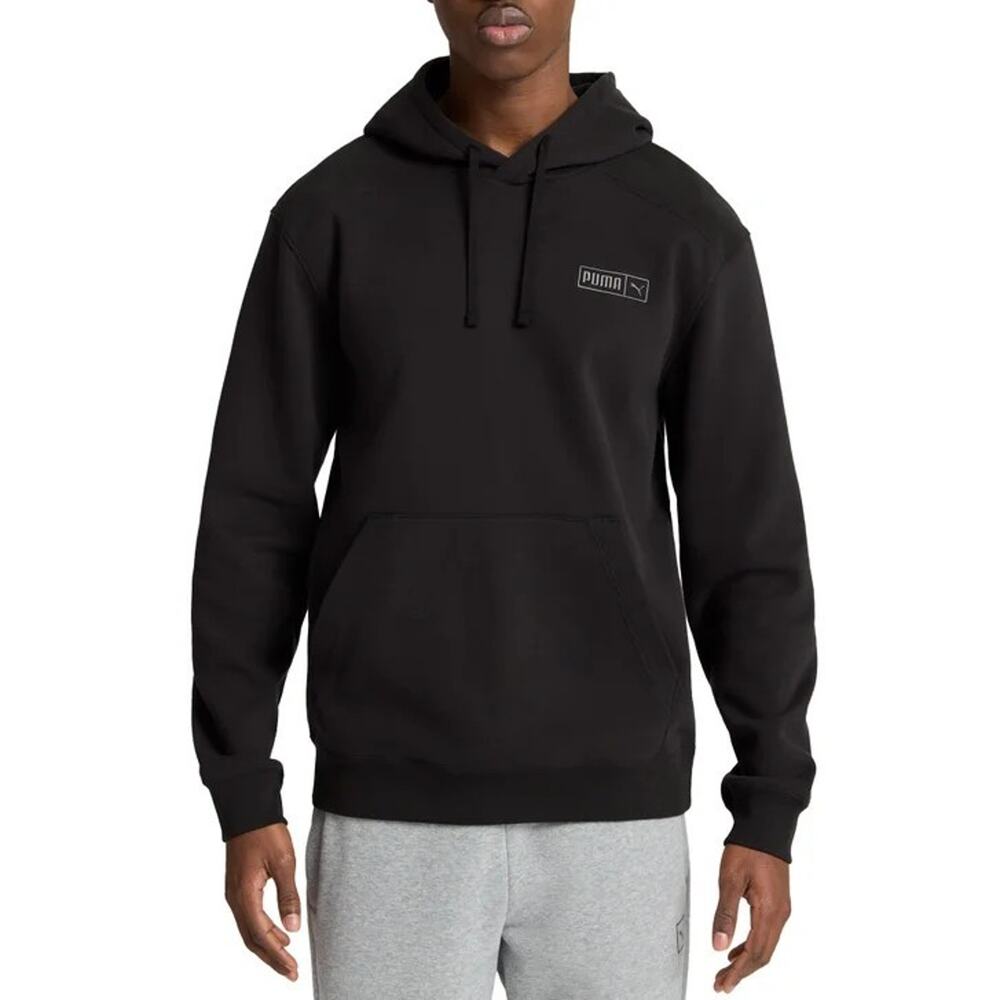 PUMA Men's Fleece Hoodie & CAT Logo Regular Fit Kangaroo Front Pocket Black 2XL